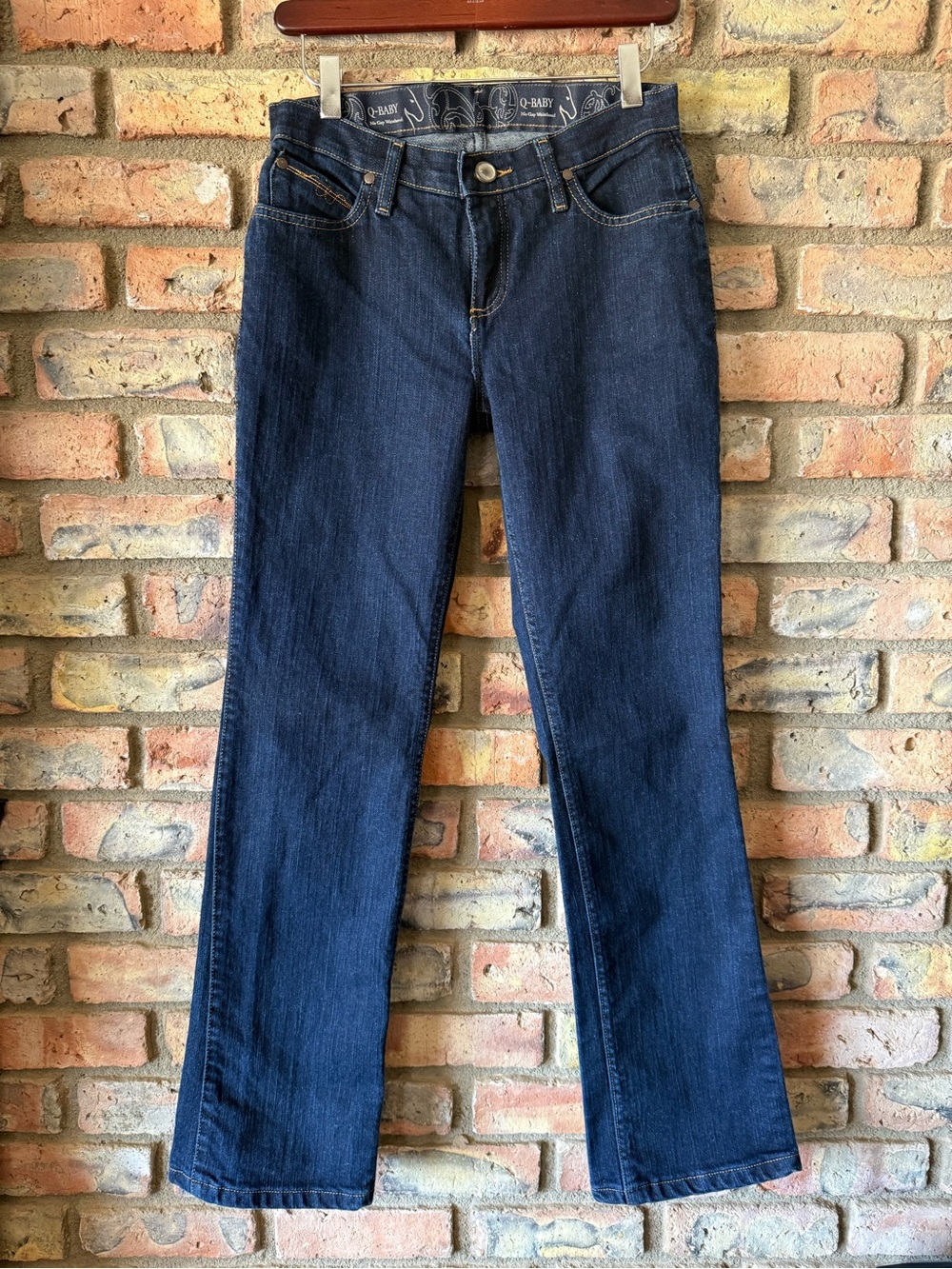 Wrangler Jeans Womens Q-Baby Riding Dark Wash Stretch No Gap 3/4 x 32